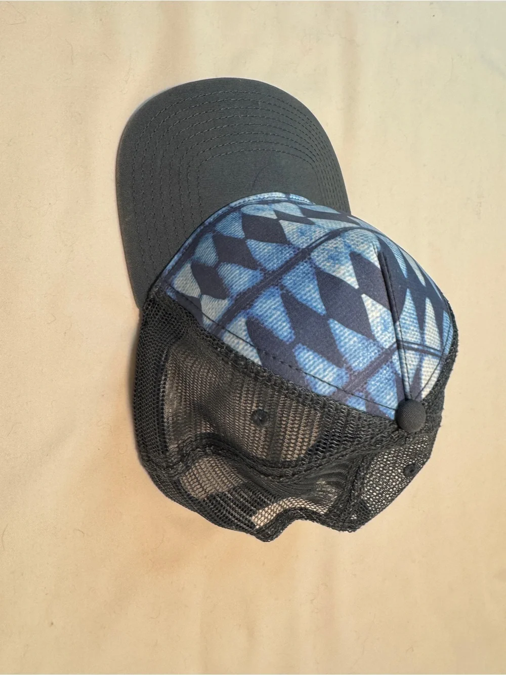 Prana Blue Patterned Mesh Trucker Hat